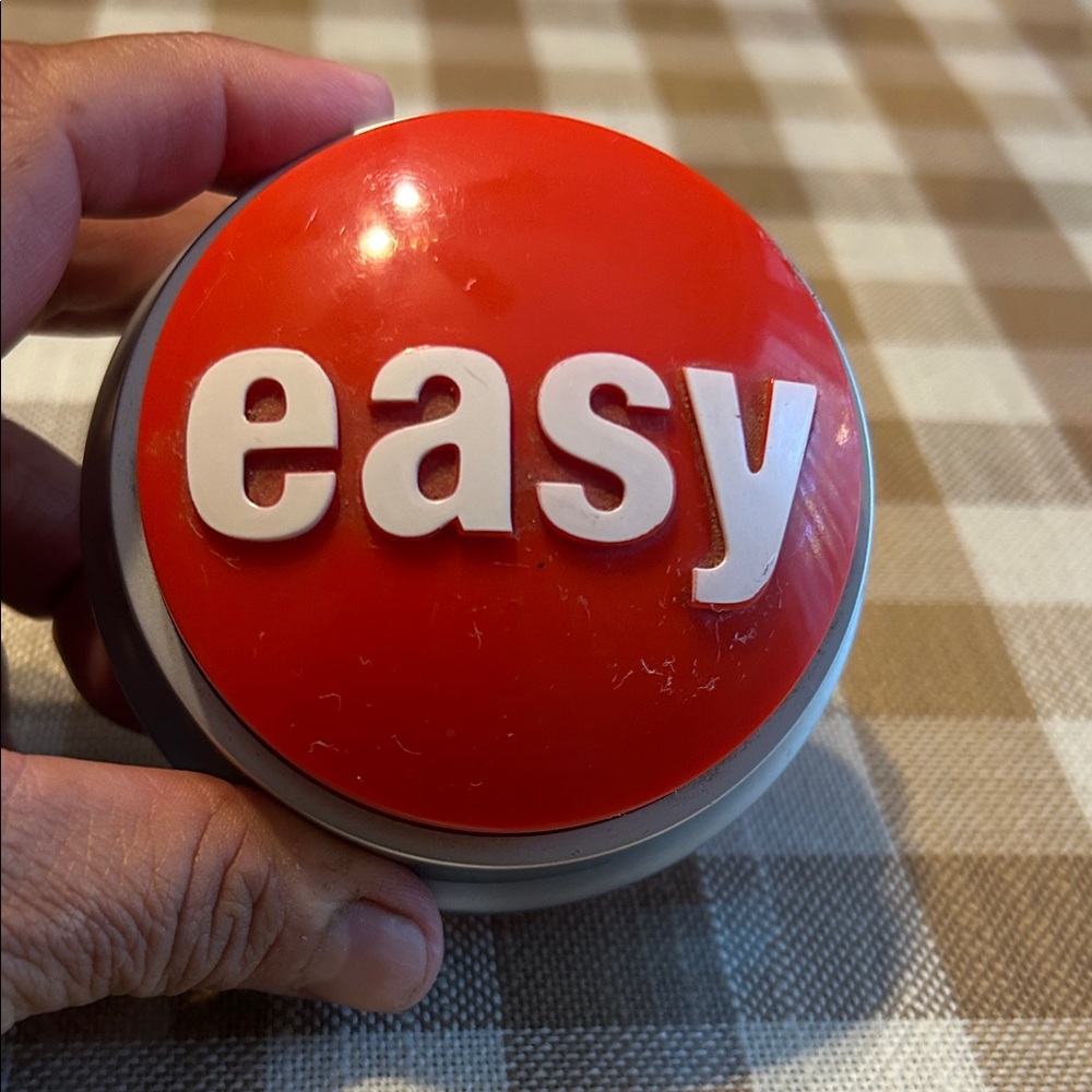 Staple Red and Silver Button